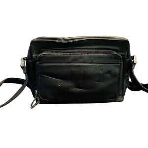 Wilson's Genuine Leather Black Crossbody Bag With Adjustable Strap